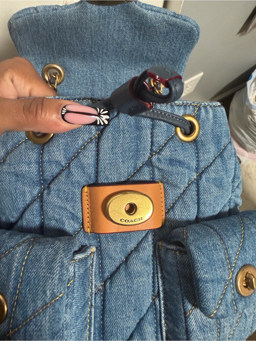 COACH Quilted Denim Tabby Small Backpack - Picture 5 of 14